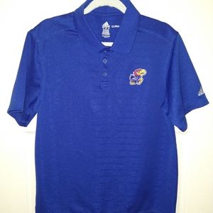 Adidas Kansas University Jayhawks Short Sleeve Polo Shirt Men's sz Small.